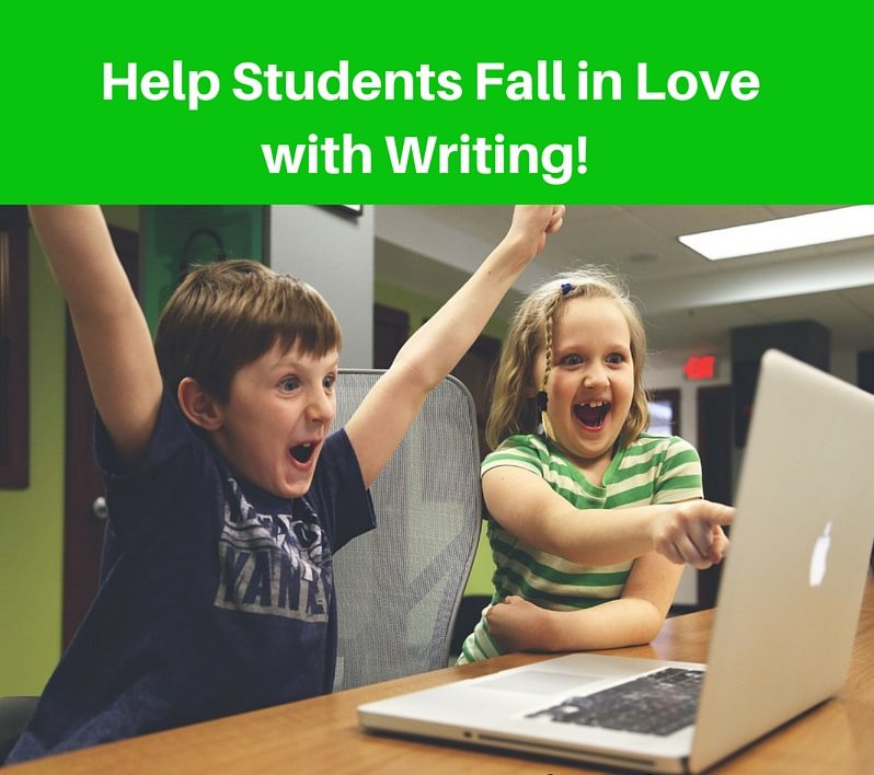 boy and girl excited about writing