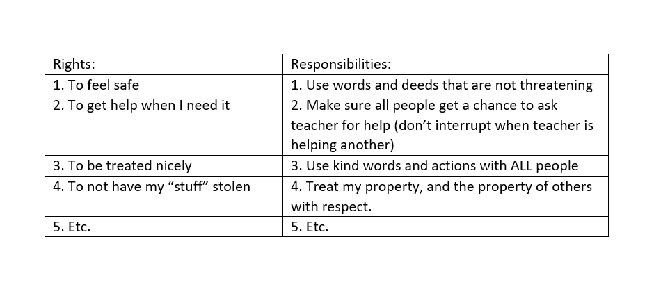 Example of rights and responsibilities